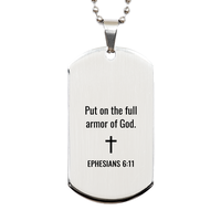 Load image into Gallery viewer, Ephesians 6 11 Dog Tag Necklaces - Ephesians 6:11 Necklace for Men – front view
