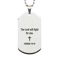 Load image into Gallery viewer, Exodus 14 14 Dog Tag Necklaces - Exodus 14:14 Necklace for Men – front view
