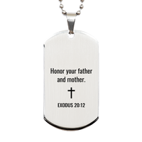Load image into Gallery viewer, Exodus 20 12 Dog Tag Necklaces - Exodus 20:12 Necklace for Men – front view

