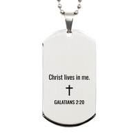 Load image into Gallery viewer, Galatians 2 20 Dog Tag Necklaces - Galatians 2:20 Necklace for Men – front view
