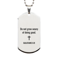 Load image into Gallery viewer, Galatians 6 9 Dog Tag Necklaces - Galatians 6:9 Necklace for Men – front view
