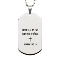 Load image into Gallery viewer, Hebrews 10 23 Dog Tag Necklaces - Hebrews 10:23 Necklace for Men – front view
