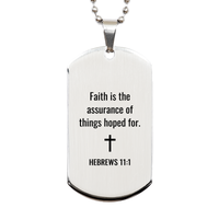 Load image into Gallery viewer, Hebrews 11 1 Dog Tag Necklaces - Hebrews 11:1 Necklace for Men – front view
