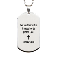 Load image into Gallery viewer, Hebrews 11 6 Dog Tag Necklaces - Hebrews 11:6 Necklace for Men – front view

