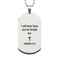 Load image into Gallery viewer, Hebrews 13 5 Dog Tag Necklaces - Hebrews 13:5 Necklace for Men – front view
