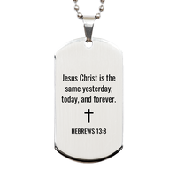 Load image into Gallery viewer, Hebrews 13 8 Dog Tag Necklaces - Hebrews 13:8 Necklace for Men – front view
