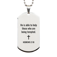 Load image into Gallery viewer, Hebrews 2 18 Dog Tag Necklaces - Hebrews 2:18 Necklace for Men – front view

