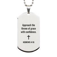 Load image into Gallery viewer, Hebrews 4 16 Dog Tag Necklaces - Hebrews 4:16 Necklace for Men – front view
