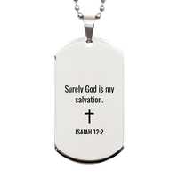 Load image into Gallery viewer, Isaiah 12 2 Dog Tag Necklaces - Isaiah 12:2 Necklace for Men – front view
