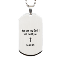 Load image into Gallery viewer, Isaiah 25 1 Dog Tag Necklaces - Isaiah 25:1 Necklace for Men – front view
