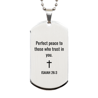 Load image into Gallery viewer, Isaiah 26 3 Dog Tag Necklaces - Isaiah 26:3 Necklace for Men – front view

