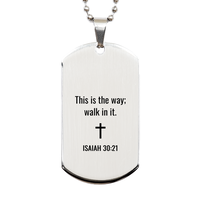 Load image into Gallery viewer, Isaiah 30 21 Dog Tag Necklaces - Isaiah 30:21 Necklace for Men – front view

