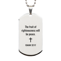 Load image into Gallery viewer, Isaiah 32 17 Dog Tag Necklaces - Isaiah 32:17 Necklace for Men – front view
