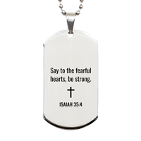 Load image into Gallery viewer, Isaiah 35 4 Dog Tag Necklaces - Isaiah 35:4 Necklace for Men – front view
