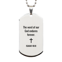 Load image into Gallery viewer, Isaiah 40 8 Dog Tag Necklaces - Isaiah 40:8 Necklace for Men – front view
