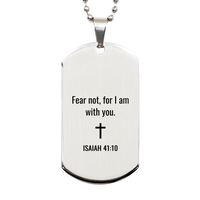 Load image into Gallery viewer, Isaiah 41 10 Dog Tag Necklaces - Isaiah 41:10 Necklace for Men – front view
