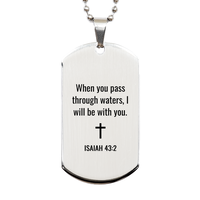 Load image into Gallery viewer, Isaiah 43 2 Dog Tag Necklaces - Isaiah 43:2 Necklace for Men – front view
