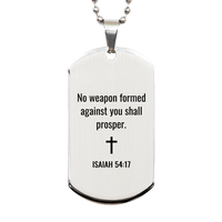 Load image into Gallery viewer, Isaiah 54 17 Dog Tag Necklaces - Isaiah 54:17 Necklace for Men – front view
