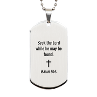 Load image into Gallery viewer, Isaiah 55 6 Dog Tag Necklaces - Isaiah 55:6 Necklace for Men – front view
