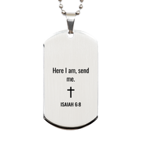 Load image into Gallery viewer, Isaiah 6 8 Dog Tag Necklaces - Isaiah 6:8 Necklace for Men – front view
