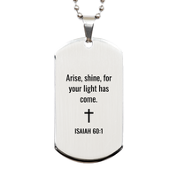 Load image into Gallery viewer, Isaiah 60 1 Dog Tag Necklaces - Isaiah 60:1 Necklace for Men – front view
