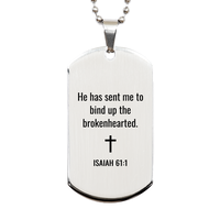 Load image into Gallery viewer, Isaiah 61 1 Dog Tag Necklaces - Isaiah 61:1 Necklace for Men – front view
