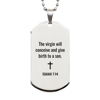 Load image into Gallery viewer, Isaiah 7 14 Dog Tag Necklaces - Isaiah 7:14 Necklace for Men – front view

