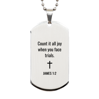 Load image into Gallery viewer, James 1 2 Dog Tag Necklaces - James 1:2 Necklace for Men – front view
