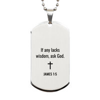 Load image into Gallery viewer, James 1 5 Dog Tag Necklaces - James 1:5 Necklace for Men – front view
