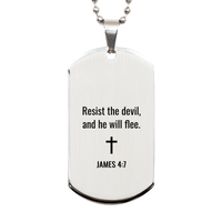 Load image into Gallery viewer, James 4 7 Dog Tag Necklaces - James 4:7 Necklace for Men – front view
