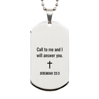 Load image into Gallery viewer, Jeremiah 33 3 Dog Tag Necklaces - Jeremiah 33:3 Necklace for Men – front view
