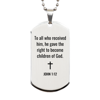 Load image into Gallery viewer, John 1 12 Dog Tag Necklaces - John 1:12 Necklace for Men – front view
