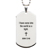 Load image into Gallery viewer, John 12 46 Dog Tag Necklaces - John 12:46 Necklace for Men – front view
