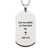 Load image into Gallery viewer, John 13 34 Dog Tag Necklaces - John 13:34 Necklace for Men – front view
