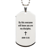 Load image into Gallery viewer, John 13 35 Dog Tag Necklaces - John 13:35 Necklace for Men – front view
