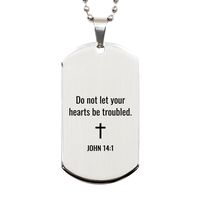 Load image into Gallery viewer, John 14 1 Dog Tag Necklaces - John 14:1 Necklace for Men – front view
