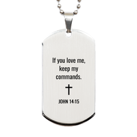 Load image into Gallery viewer, John 14 15 Dog Tag Necklaces - John 14:15 Necklace for Men – front view
