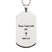 Load image into Gallery viewer, John 14 27 Dog Tag Necklaces - John 14:27 Necklace for Men – front view
