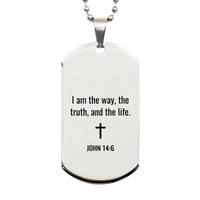Load image into Gallery viewer, John 14 6 Dog Tag Necklaces - John 14:6 Necklace for Men – front view
