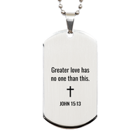 Load image into Gallery viewer, John 15 13 Dog Tag Necklaces - John 15:13 Necklace for Men – front view
