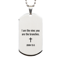 Load image into Gallery viewer, John 15 5 Dog Tag Necklaces - John 15:5 Necklace for Men – front view
