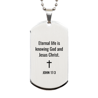 Load image into Gallery viewer, John 17 3 Dog Tag Necklaces - John 17:3 Necklace for Men – front view

