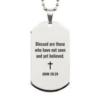 Load image into Gallery viewer, John 20 29 Dog Tag Necklaces - John 20:29 Necklace for Men – front view
