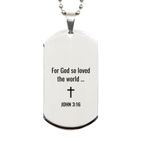 Load image into Gallery viewer, John 3 16 Dog Tag Necklaces - John 3:16 Necklace for Men – front view
