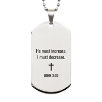 Load image into Gallery viewer, John 3 30 Dog Tag Necklaces - John 3:30 Necklace for Men – front view
