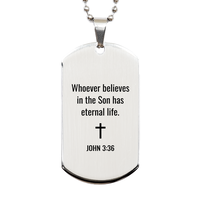 Load image into Gallery viewer, John 3 36 Dog Tag Necklaces - John 3:36 Necklace for Men – front view
