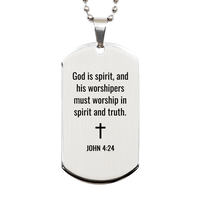Load image into Gallery viewer, John 4 24 Dog Tag Necklaces - John 4:24 Necklace for Men – front view
