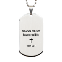 Load image into Gallery viewer, John 5 24 Dog Tag Necklaces - John 5:24 Necklace for Men – front view
