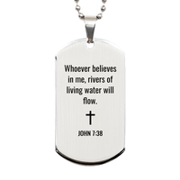 Load image into Gallery viewer, John 7 38 Dog Tag Necklaces - John 7:38 Necklace for Men – front view
