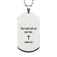 Load image into Gallery viewer, John 8 32 Dog Tag Necklaces - John 8:32 Necklace for Men – front view

